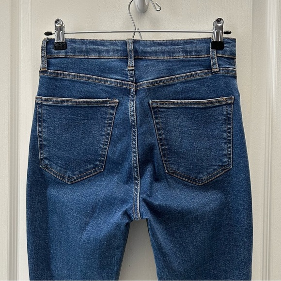 Topshop Jamie Skinny Jeans High Rise Ankle Crop Split Raw Hem Front Seam Blue 26 - Picture 9 of 16